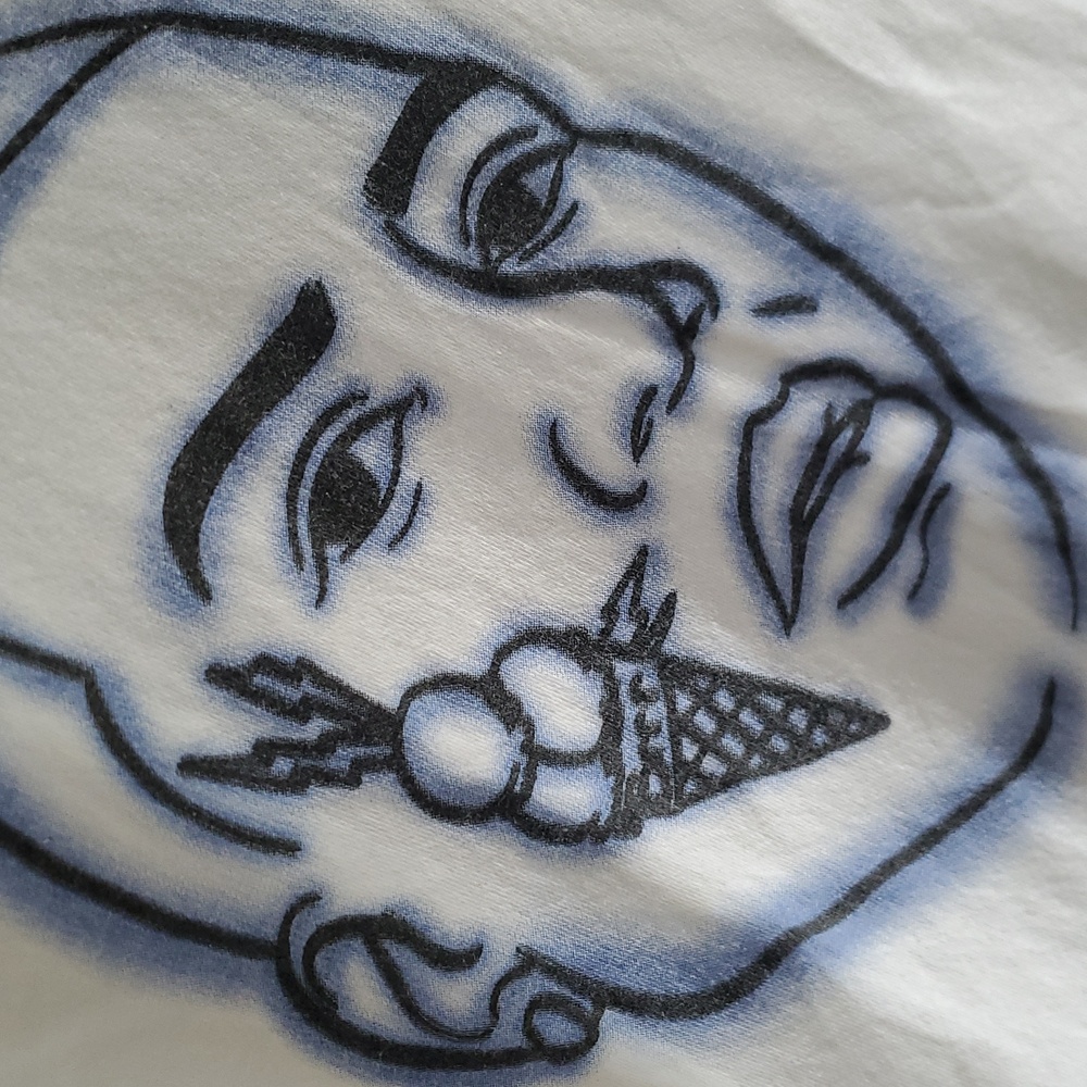 Superrradical unisex white tee sz S womens